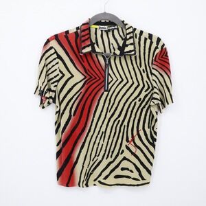 Jamie Sadock Golf Polo Shirt Womens XL Zebra Animal Print Short Sleeves Tennis